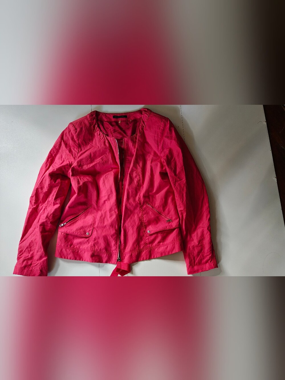 Elie Tahari Hot Pink Utility Moto Jacket Size L